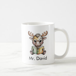 Mug Moose Mignon Lisant un Livre Personnalisé