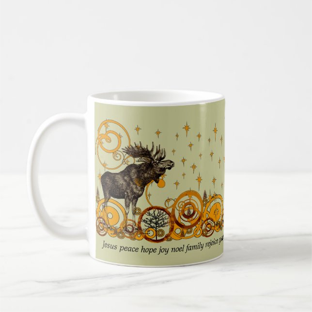 Mug Moose Swirl Stars Lune Paix Joy Ho Ho Stein (Gauche)