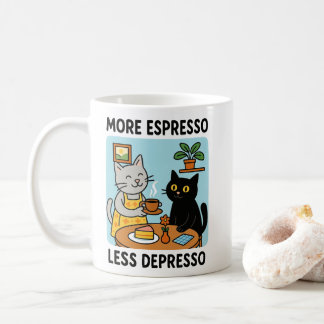 Mug More Espresso Less Depresso Black Cat 