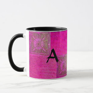Mug MORNING STAR Pawnee Rose Fuchsia Monogramme noir