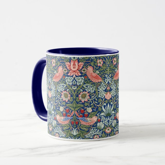 Mug Morris Strawberry Thief Floral Pattern Blue Green (Devant gauche)