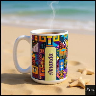 Mug Mosaïque de courte géométrique d'art folklorique a