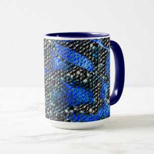 Mug Mosaïque de petit convexe en bleu à gris et noir