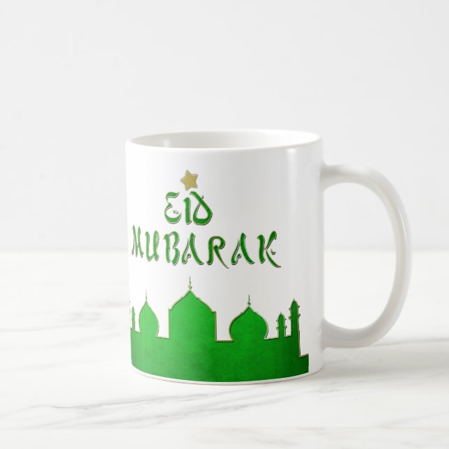 Mug Mosquée verte de l'or de l'Aïd Moubarak (Droite)