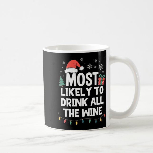 Mug Most Likely To Drink All The Wine Christmas Funny  (Droite)