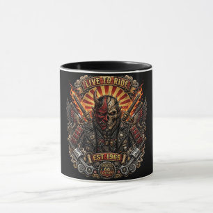 Mug Motard Oni Samouraï, Vivre Pour Rouler Établis 196