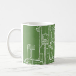 Mug Moteur à gaz schématique de dessin industriel