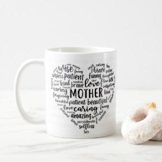 Mug Mother world cloud coffee mug- Beautiful, caring, 