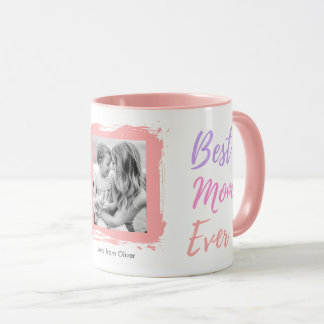 Mug Mother's Day Best Mom Ever Photo Pink Personalized
