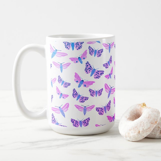 Mug Moths Motif rose bleu pourpre (Avec donut)