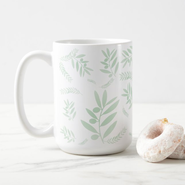 Mug Motif à branche d'olivier naturel (Avec donut)