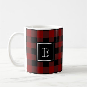 Mug Motif à carreaux de bûcheron rustique avec monogra