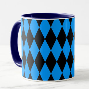 Mug Motif à carreaux diamants Harlequin noir bleu