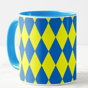 Mug Motif à carreaux Harlequin bleu jaune