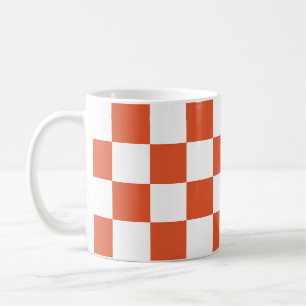Mug Motif à carreaux orange et blanc