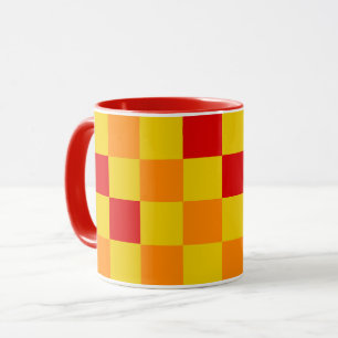 Mug Motif à carreaux rouge orange jaune