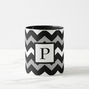 Mug Motif à chevron noir blanc et gris