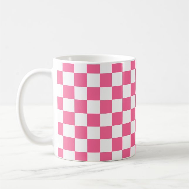 Mug Motif À damiers chèque rose blanc (Gauche)