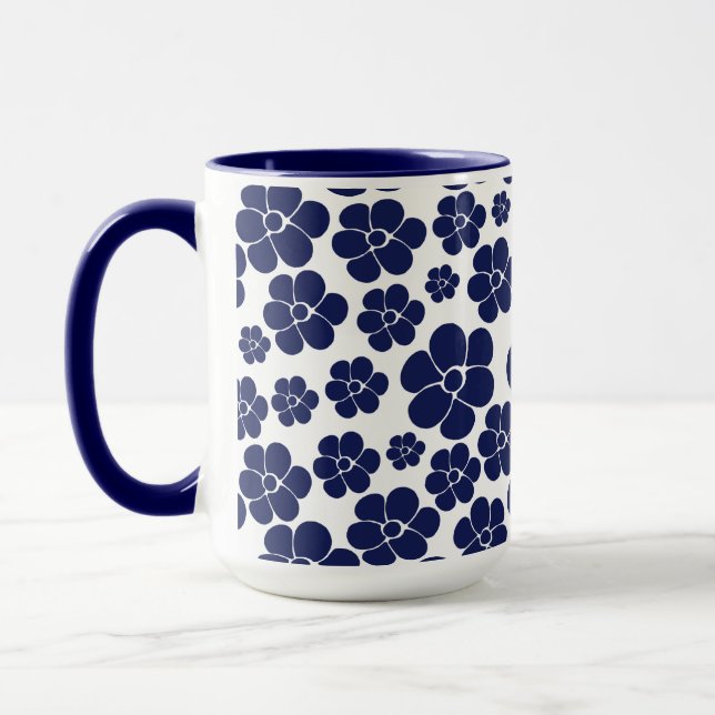Mug Motif à fleurs - Bleu et Blanc (Gauche)