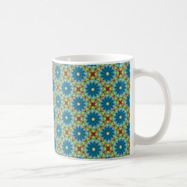 Mug Motif à fleurs bleu vert (Droite)