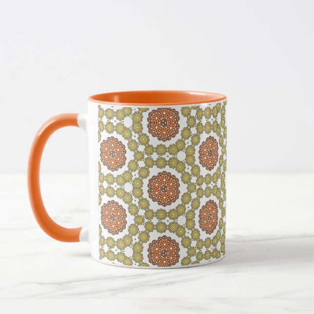 Mug Motif à fleurs rétro jaune et orange (Gauche)