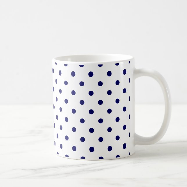 Mug Motif à point Polka bleu de la marine blanche (Droite)