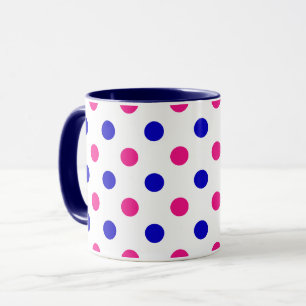 Mug Motif à pois bleu et rose blanc