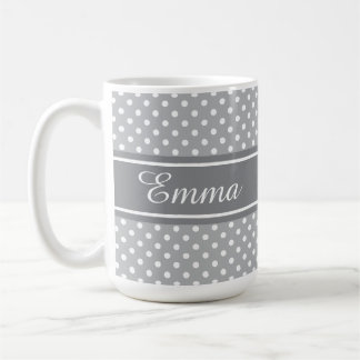 Mug Motif à pois de couleur et nom personnalisés