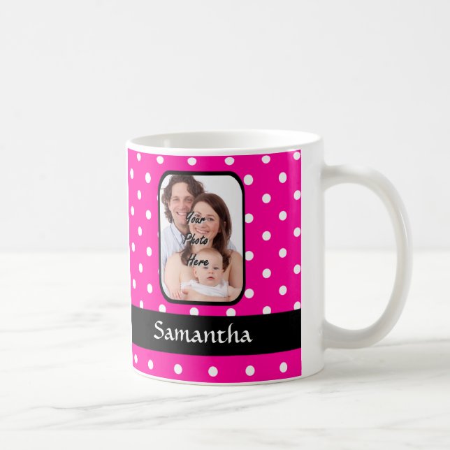 Mug Motif à pois rose chaud (Droite)