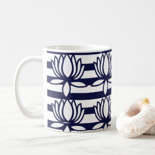Mug Motif à rayures florales de fleur de lotus