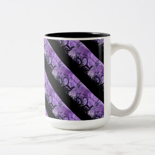 Mug Motif à rayures noire et violette
