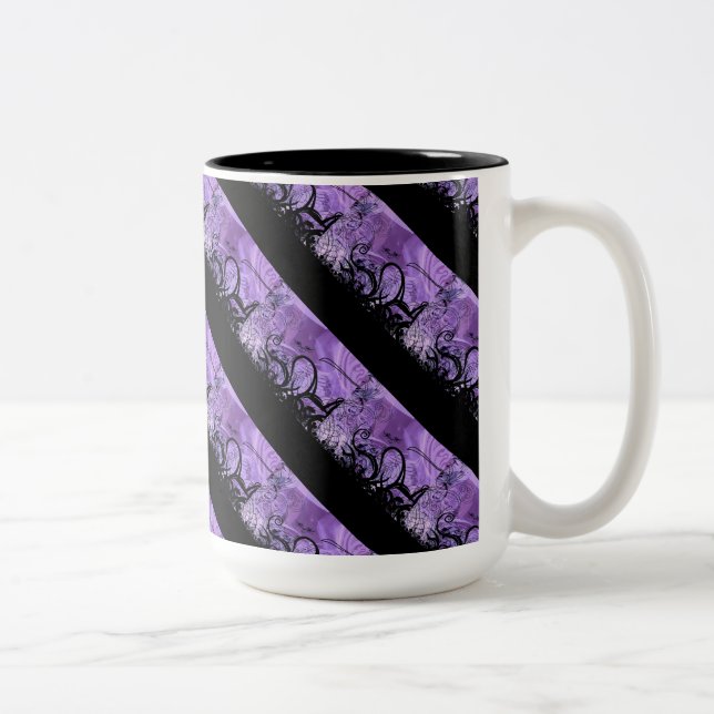 Mug Motif à rayures noire et violette (Droit)