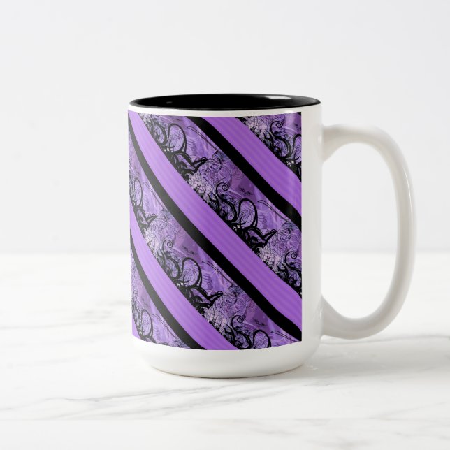 Mug Motif à rayures violettes et noires (Droit)