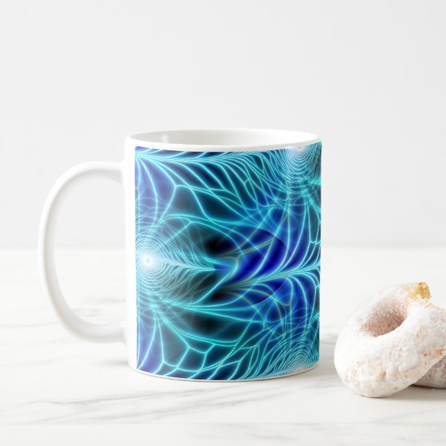 Mug Motif à répétition électrique bleu brillant (Avec donut)