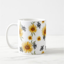 Motif abeille et tournesol