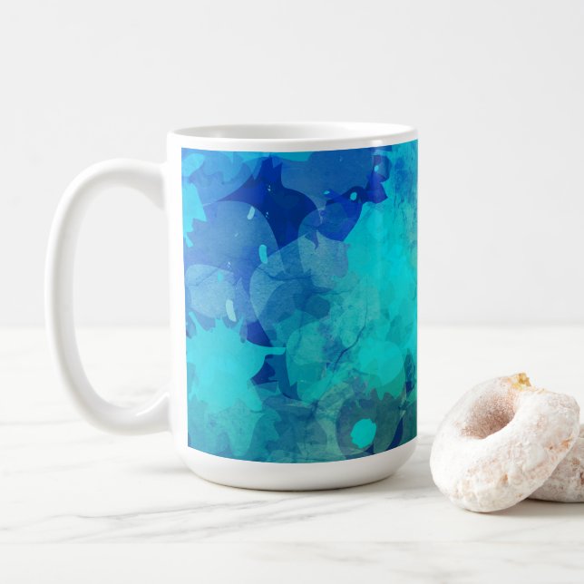 Mug Motif Abstrait d'encre bleu violet (Avec donut)