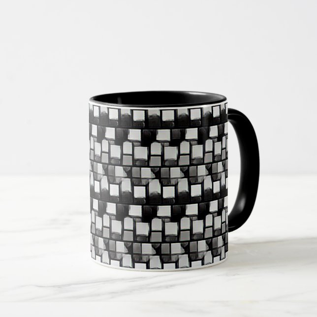 Mug motif Abstrait design 1201 dans les tons gris - Mu (Devant droit)