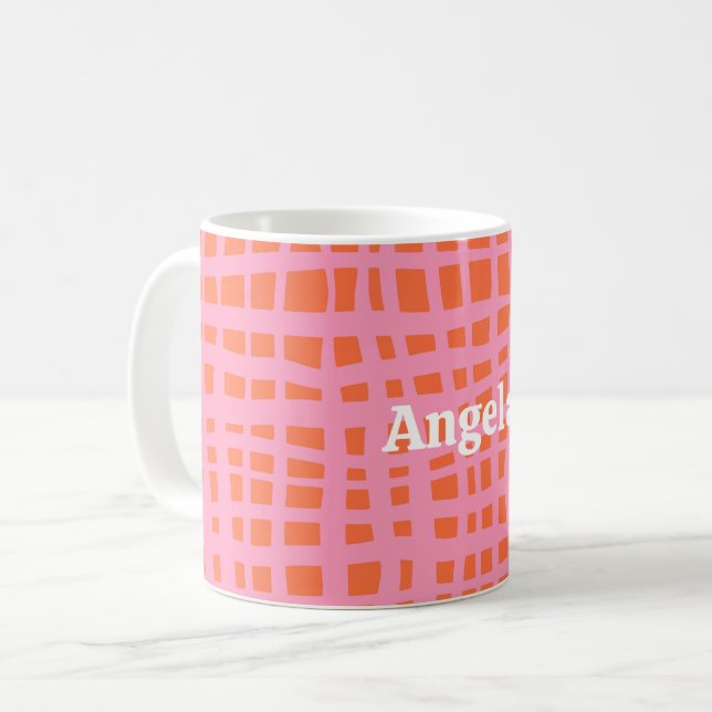 Mug Motif Abstrait Retro Grid personnalisable (Devant gauche)
