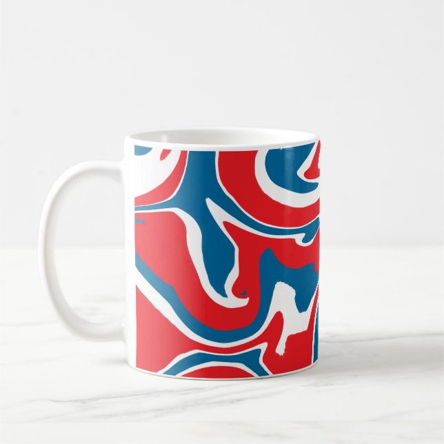 Mug Motif abstrait rouge blanc et bleu (Gauche)