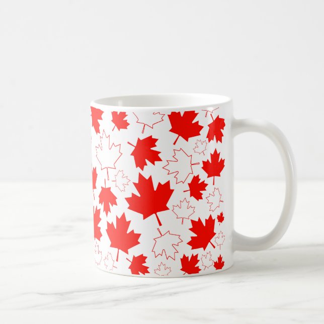 Mug Motif aléatoire blanc rouge de feuille d'érable du (Droite)