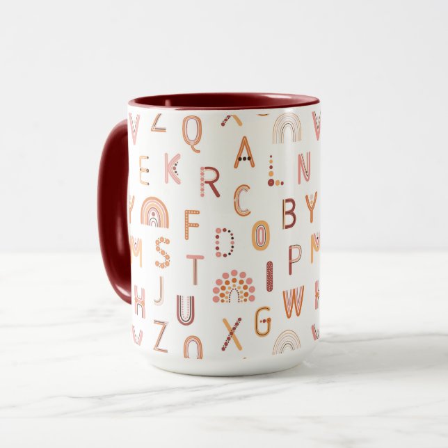 Mug Motif Alphabet arc-en-ciel amusant (Devant gauche)