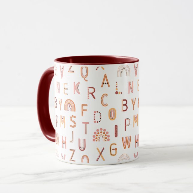 Mug Motif Alphabet arc-en-ciel amusant (Devant gauche)