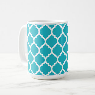 Mug Motif Aqua Blue Quatrefoil