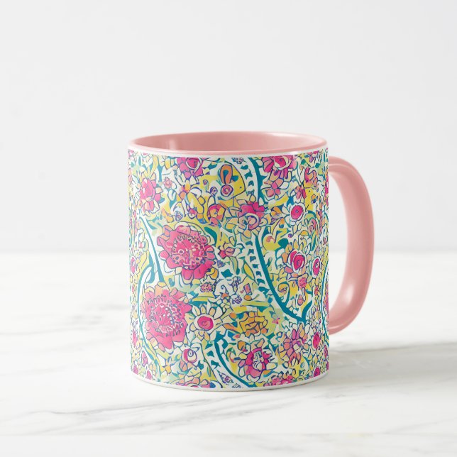 Mug Motif arabe rose floral (Devant droit)