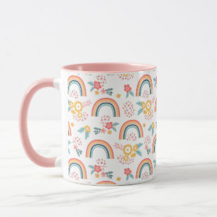 Mug Motif arc-en-ciel fleuri coloré