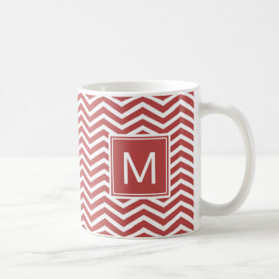Mug Motif Aurora rouge Chevron moderne avec Monogramme