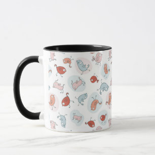 Mug motif avec des oiseaux de bande dessinée