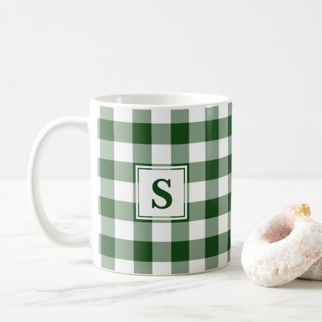 Mug Motif blanc blanc vert avec Monogramme (Avec donut)