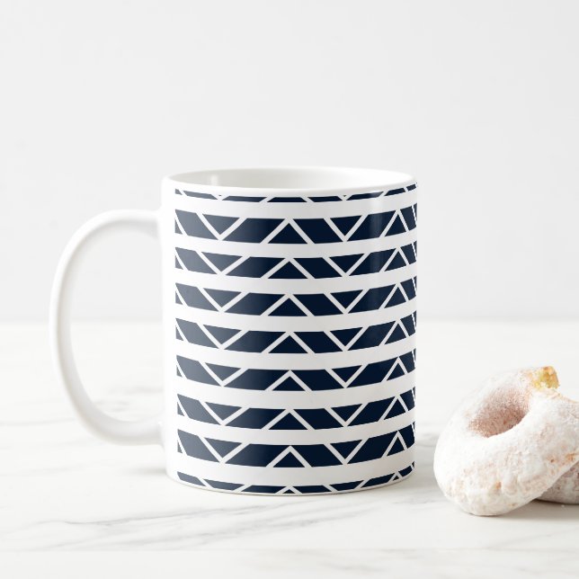 Mug Motif bleu blanc Chevron de la marine (Avec donut)