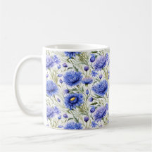 Motif bleu Cornflower sans mer, Floral bleu